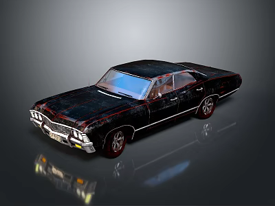 Classic Black Vintage Car With Shiny Body And Retro Wheels Design 3d model