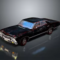 Classic Black Vintage Car With Shiny Body And Retro Wheels Design