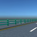 Road Facilities Featuring Green Guardrail White Arrow Markings Yellow Line On Roadway And Blue Sky