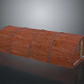 Long Brown Bamboo Food Storage Container With Metal Hoops And Green Door