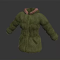 Game Movie Character Green Winter Coat with Brown Fur Collar 3D Model Design