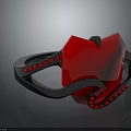 Red And Black Hair Accessory With Shiny Red Center Curved Frame And Small Red Beads
