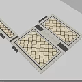 Black And White Grid Pattern Floor Tiles With Interlocking Design And Border 3d model