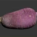 Fresh Purple Radish With White Stripes And Green Root On Black Background