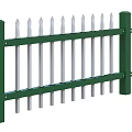 Green Frame Railings With White Vertical Bars And Pointed Tops 3d model