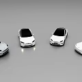White Cars Lineup Featuring Different Models In Modern Minimalist Setting 3d model