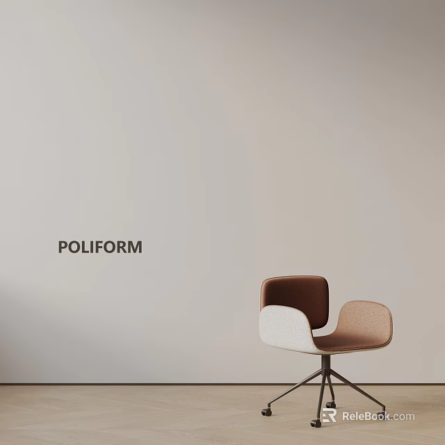 Modern Poliform Office Chair With Brown White Design And Stylish Backrest 3d model 
