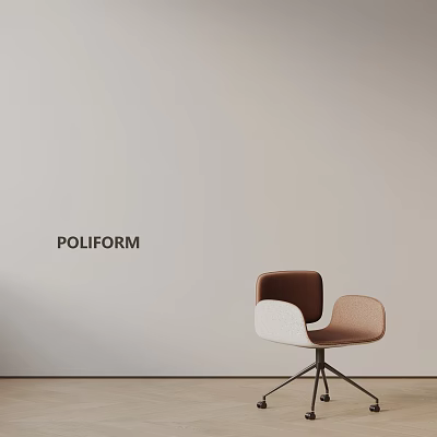 Modern Poliform Office Chair With Brown White Design And Stylish Backrest 3d model