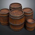 Various Sizes Wooden Barrels with Metal Hoops for Home Decor and Storage