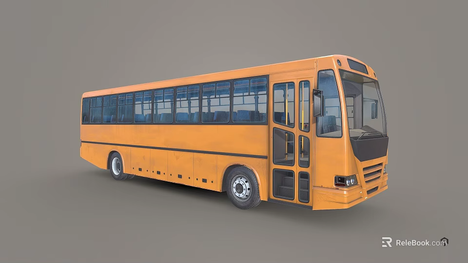 Modern Orange City Bus with Multiple Windows Sleek Doors and Exterior Design 3d model 