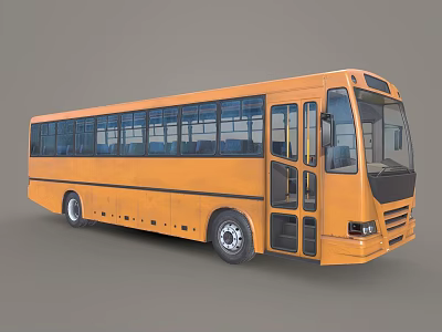 Modern Orange City Bus with Multiple Windows Sleek Doors and Exterior Design 3d model