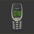 Nokia Classic Mobile Phone with Green Screen Displaying Menu and Time and Physical Keypad Design