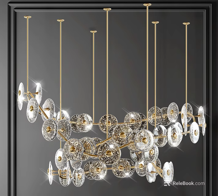 Modern Luxury Chandelier With Gold Metal Frame And Crystal Glass Ornaments 3d model 