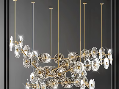 Modern Luxury Chandelier With Gold Metal Frame And Crystal Glass Ornaments 3d model