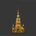 Golden Thai Style Pagoda Model With Intricate Multi tiered Design And Spire