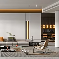 Modern Living Room Interior With L Shaped Sofa Decorative Painting Coffee Table And Green Plant