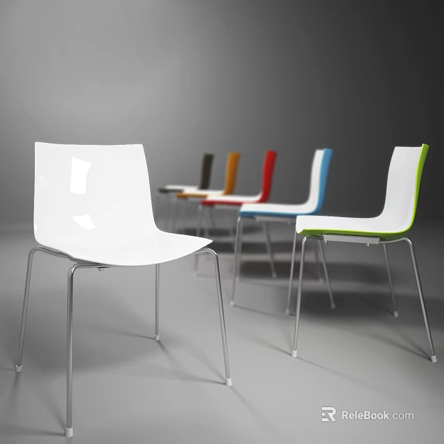 Modern Office Chairs With Multiple Colors And Sleek Metal Legs For Workspace Design 3d model 