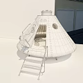 Innovative Public Chair With Metallic Exterior Red Interior And Ladder