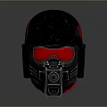 Black Cracked Helmet With Red Goggles And Futuristic Tactical Breathing Design