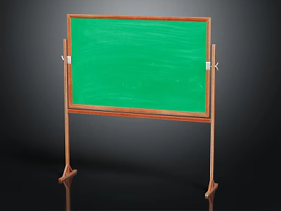 Green Blackboard Wall Hanging Accessory With Wooden Frame And Stand Support 3d model