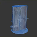 Wooden Stump Cross Section With Natural Wood Grain On White Circular Base