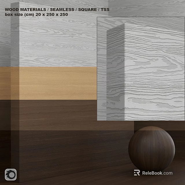 Wooden Structural Components With Light Brown Dark Grain Textures And Sphere 3d model 
