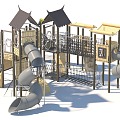 Observation deck slide combination slide crawl amusement park children's playground amusement park amusement sketch 3d model