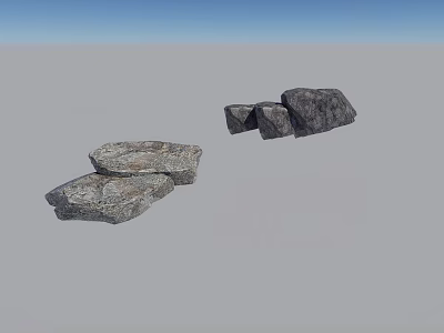 Two Groups of Textured Stones on Gray Background with Natural Surface Details 3d model