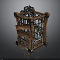 Wooden And Metal Square Lantern Home Decor Accessory With Hanging Chain