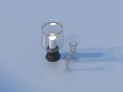 Elegant Transparent Glass Candle Holder With Decorative Base And Small Accessories 3d model