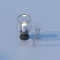 Elegant Transparent Glass Candle Holder With Decorative Base And Small Accessories