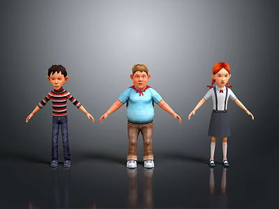 Children's Toy Dolls With Cartoon Character Design And Different Clothing Styles 3d model