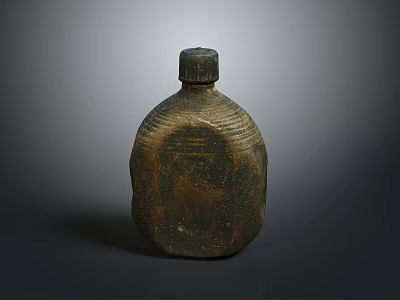 Vintage Metal Flask With Rustic Texture And Antique Design For Daily Use 3d model