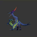 Fantasy Game Movie Character With Colorful Scales Horned Head Wings And Clawed Limbs