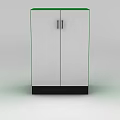 Green and White Inflatable Model With Double Doors and Black Base