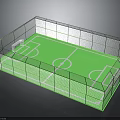 Football Field With Green Turf Enclosed Fence And White Field Markings