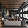Modern Upscale Sales Office Lounge Space With Cozy Seating Sets And Warm Wood Interior Design