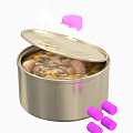 Open Canned Food With Mushrooms And Savory Broth Ready To Eat