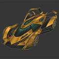 Futuristic Racing Car With Yellow Green Sleek Design And Black Accents Sporty Wheels