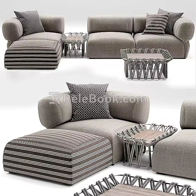 Sofa coffee table combination 3d model