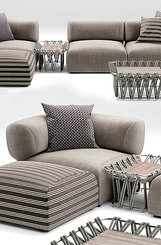 Sofa coffee table combination 3d model