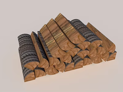 Stone Wood Firewood Logs Stacked With Natural Bark Texture And Grain 3d model