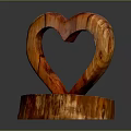Wooden Heart Shaped Decorative Household Item With Base Stand For Home Decoration