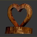 Love wood carving furnishings realistic 3d model