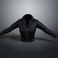 Stylish Black Leather Jacket With Button Front And Open Collar Design