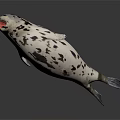 Spotted Seal With Open Mouth Floating In Dark Background 3D Rendering