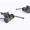 Two Vintage Military Cannons Historical Weapons With Metal Wheels And Old Design