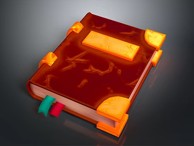 Essential Daily Life Stationery Red Notebook With Yellow Decorative Elements And Colored Bookmarks 3d model