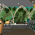 Elegant Cafe Interior Design With Crystal Chandelier Wooden Ceiling And Comfortable Seating