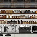 Coffee Tea Shop Kitchen Appliances Display With Coffee Machines Espresso Makers And Grinders